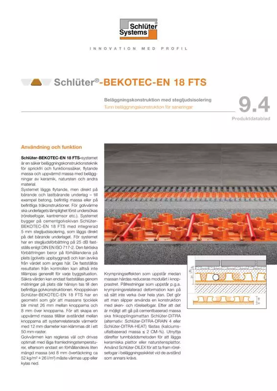 Schlüter-BEKOTEC 18 FTS | Produktdatablad 9.4