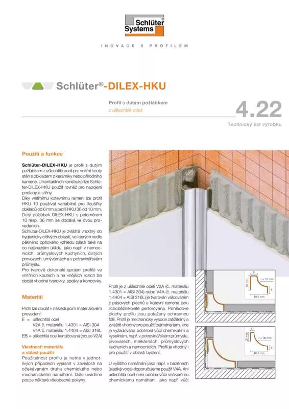 Schlüter-DILEX-HKU | Technický list výrobku 4.22