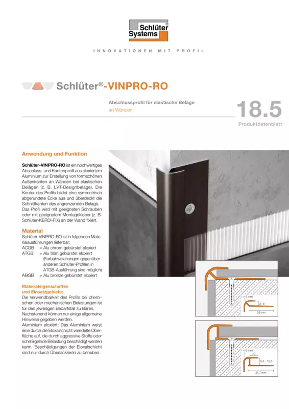 Schlüter-VINPRO-RO | Produktdatenblatt 18.5