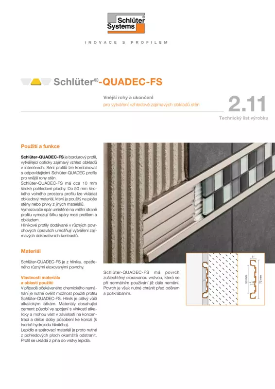 Schlüter-QUADEC-FS | Technický list výrobku 2.11