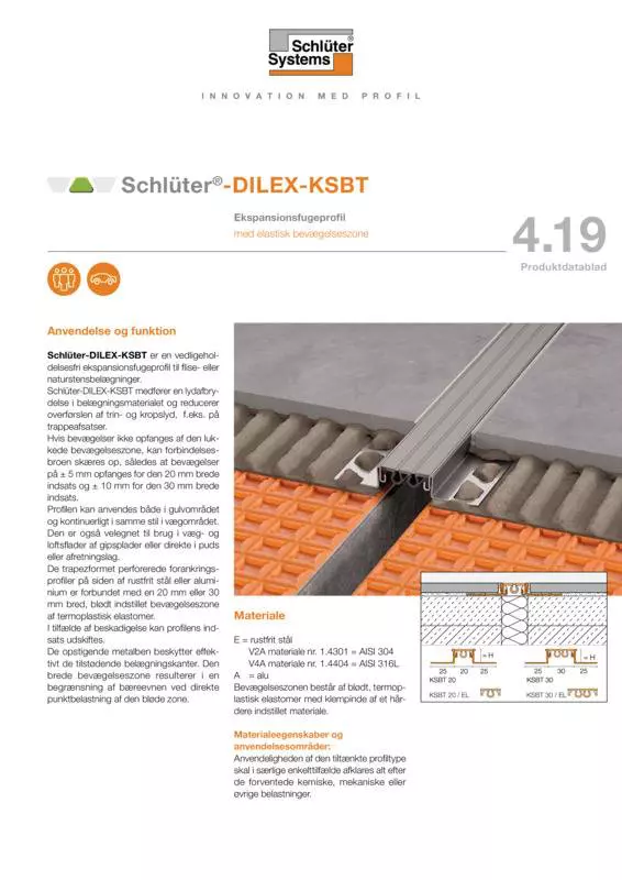 Schlüter-DILEX-KSBT | Produktdatablad 4.19