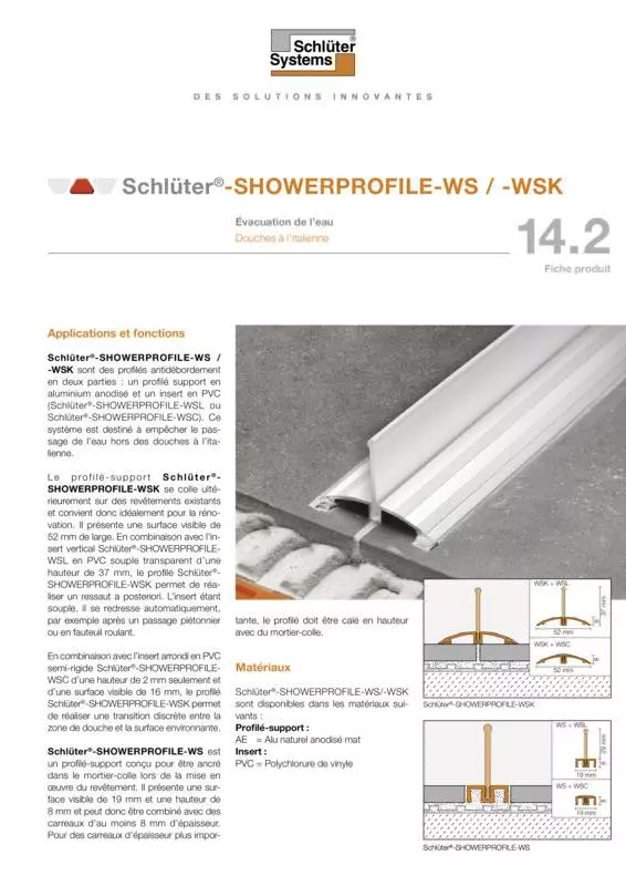 Schlüter-SHOWERPROFILE-WS /-WSK | Fiche produit 14.2