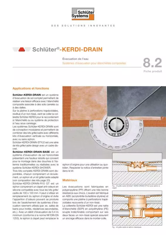 Schlüter-KERDI-DRAIN | Fiche produit 8.2