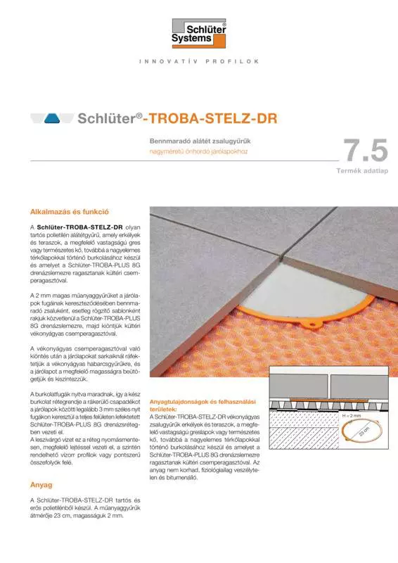 Schlüter-TROBA-STELZ-DR | Termék adatlap 7.5