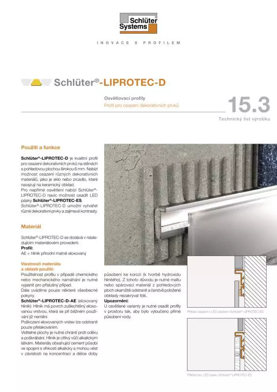 Schlüter-LIPROTEC-D | Technický list výrobku 15.3
