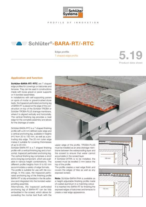 Schlüter-BARA-RT /-RTC | Product data sheet 5.19