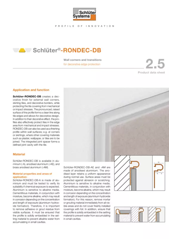 Schlüter-RONDEC-DB | Product data sheet 2.5