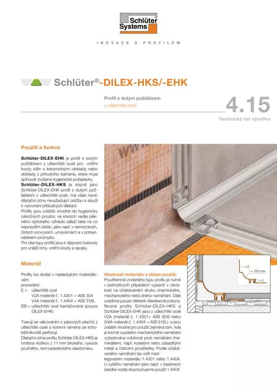 Schlüter-DILEX-HKS /-EHK | Technický list výrobku 4.15