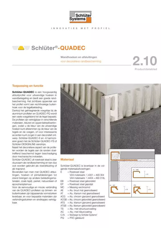 Schlüter-QUADEC | Productdatablad 2.10