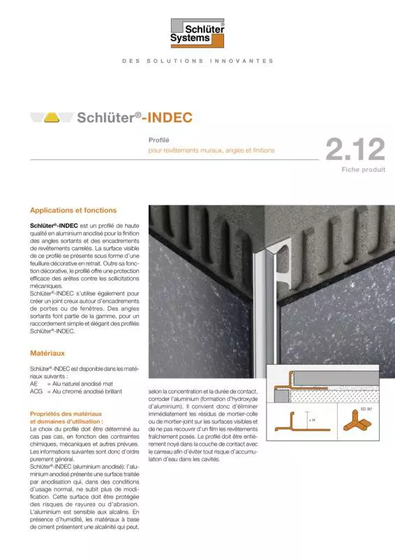 Schlüter-INDEC | Fiche produit 2.12