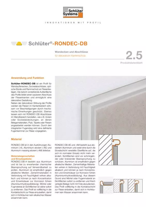 Schlüter-RONDEC-DB | Produktdatenblatt 2.5