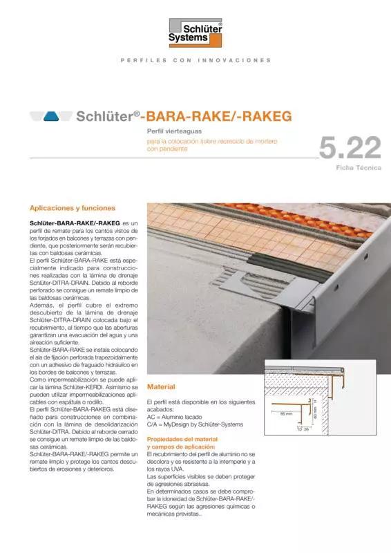Schlüter-BARA-RAKE /-RAKEG | Ficha Técnica 5.22