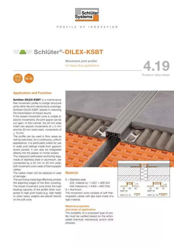 Schlüter-DILEX-KSBT | Product data sheet 4.19