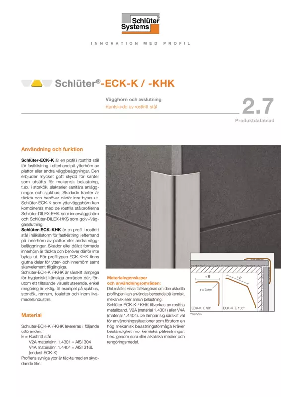 Schlüter-ECK-K /-KHK | Produktdatablad 2.7
