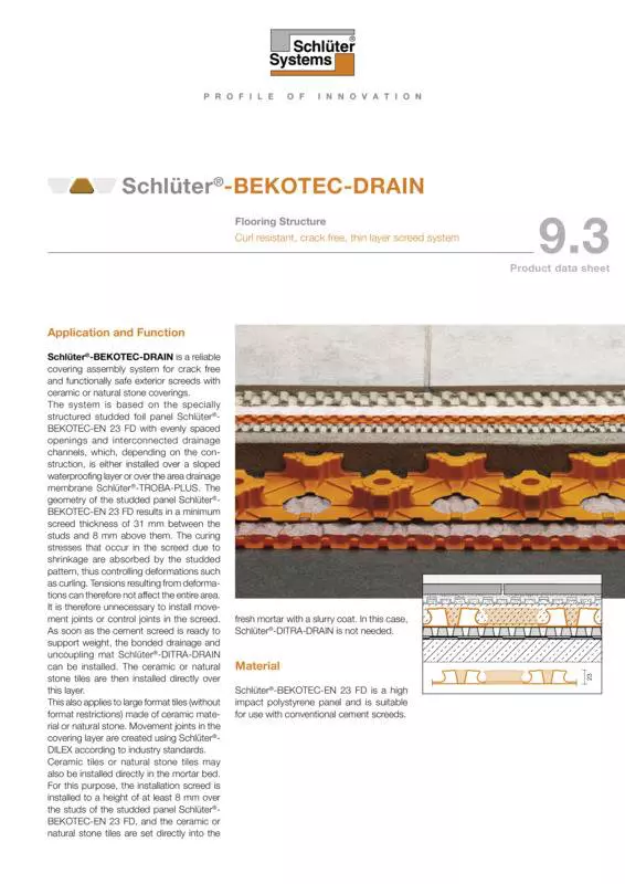 Schlüter-BEKOTEC-DRAIN | Product data sheet 9.3