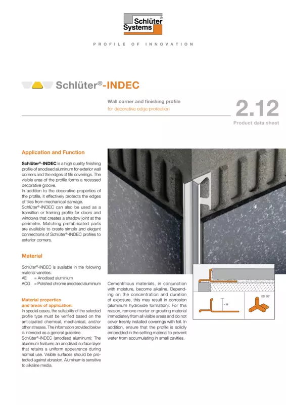 Schlüter-INDEC | Product data sheet 2.12