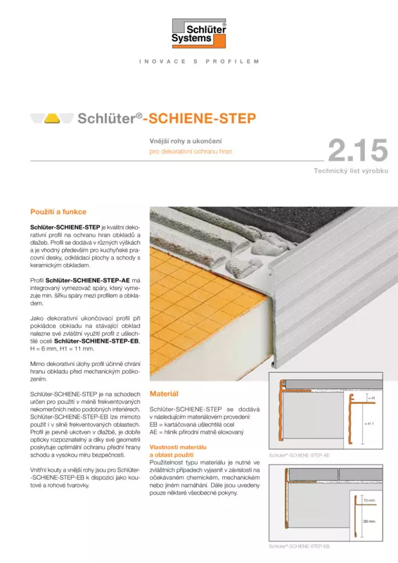 Schlüter-SCHIENE-STEP | Technický list výrobku 2.15