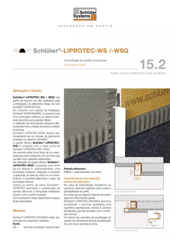 Schlüter-LIPROTEC-WS /-WSQ | Ficha de dados do produto 15.2