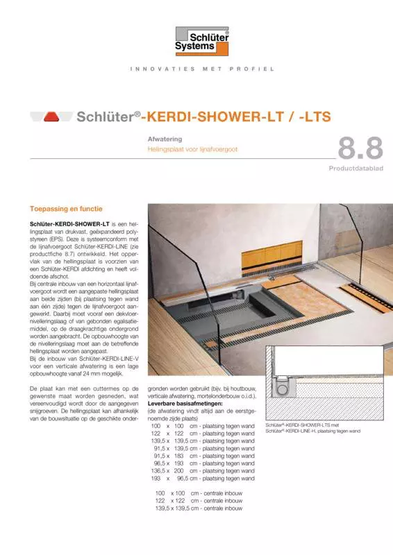 Schlüter-KERDI-SHOWER-LT /-LTS | Productdatablad 8.8