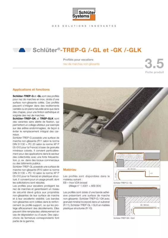Schlüter-TREP-G /-GL et -GK /-GLK | Fiche produit 3.5