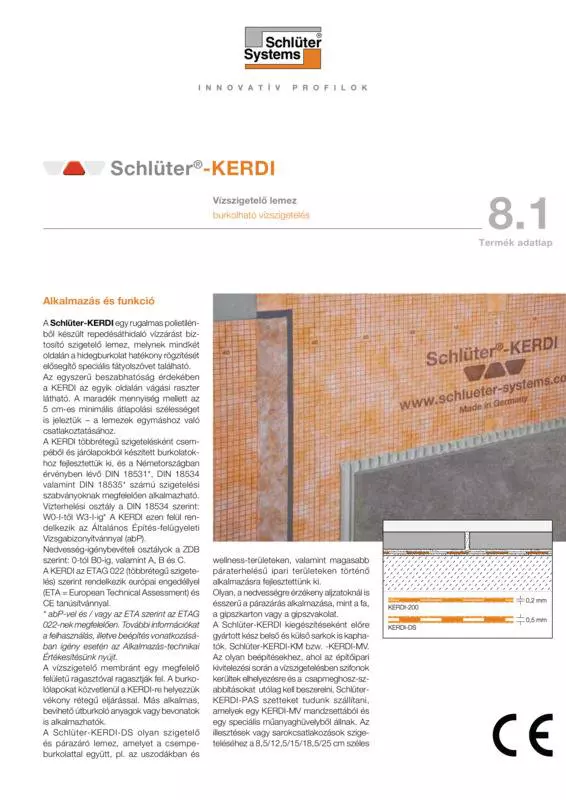 Schlüter-KERDI | Termék adatlap 8.1