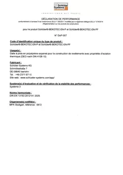 Schlüter-BEKOTEC-EN-P /-EN-PF DoP-007 – Déclaration de performance