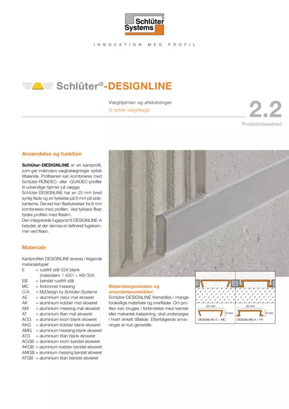 Schlüter-DESIGNLINE | Produktdatablad 2.2