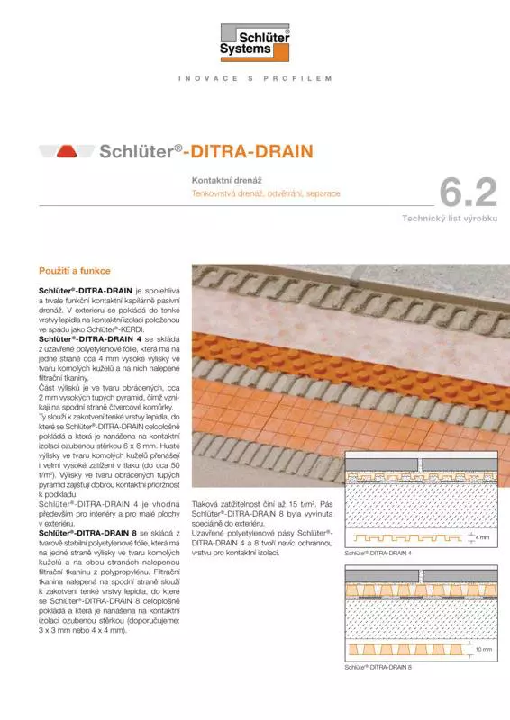 Schlüter-DITRA-DRAIN | Technický list výrobku 6.2