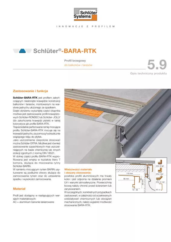 Schlüter-BARA-RTK | Opis techniczny produktu 5.9