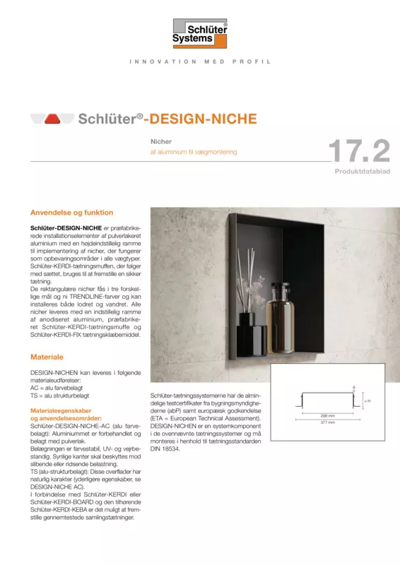 Schlüter-DESIGN-NICHE | Produktdatablad 17.2