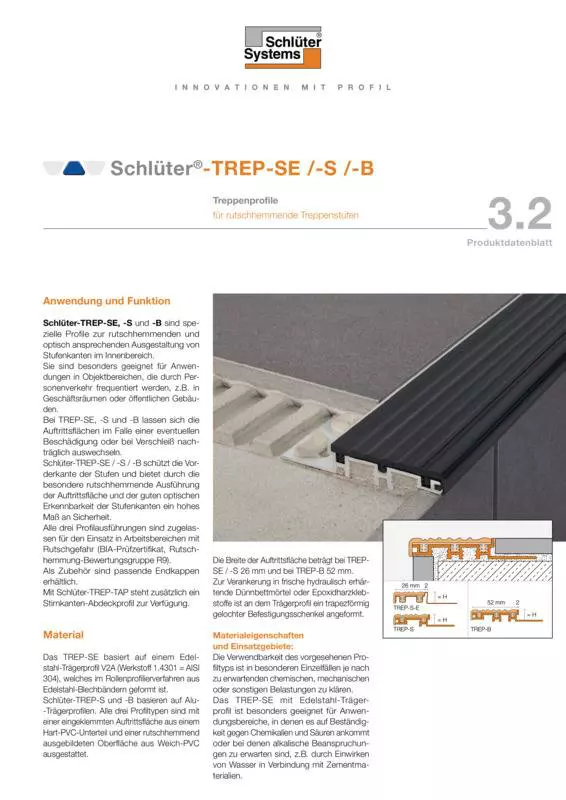 Schlüter-TREP-SE /-S /-B | Produktdatenblatt 3.2