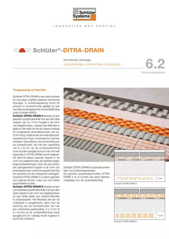 Schlüter-DITRA-DRAIN | Productdatablad 6.2