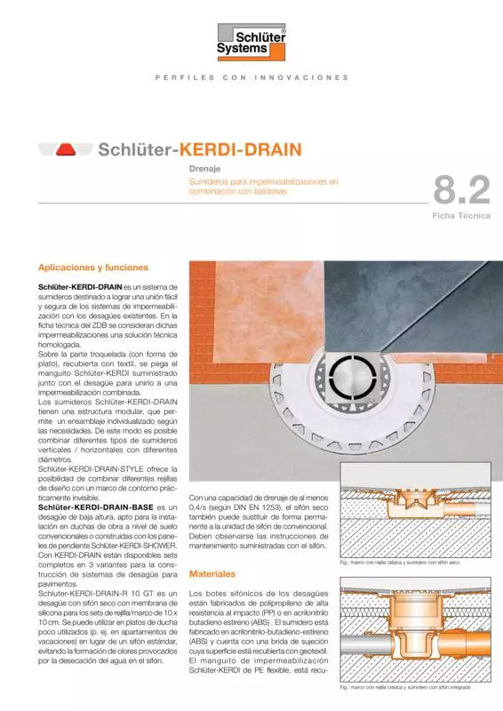 Schlüter-KERDI-DRAIN | Ficha Técnica 8.2