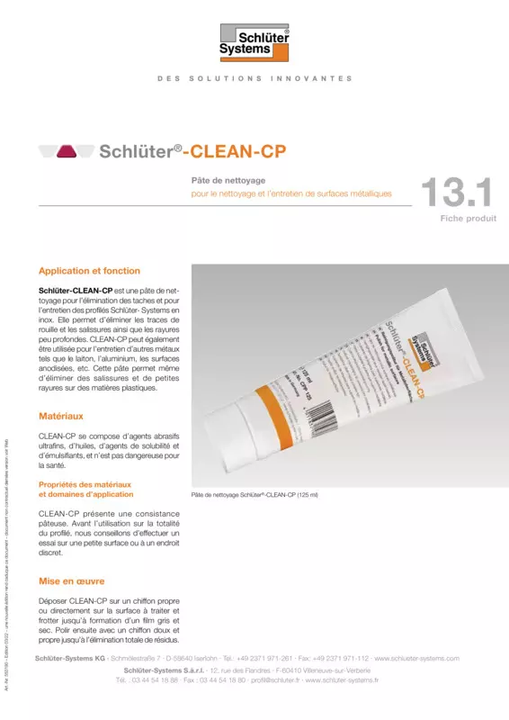 Schlüter-CLEAN-CP | Fiche produit 13.1