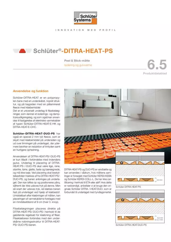 Schlüter-DITRA-HEAT-PS | Produktdatablad 6.5