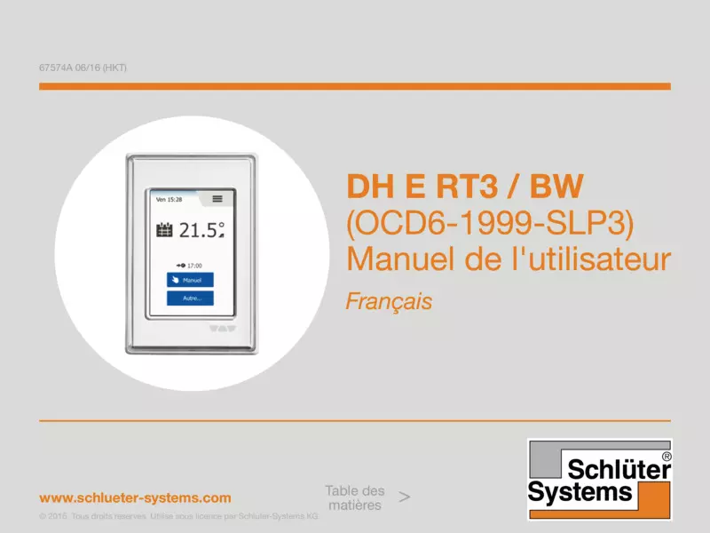 Schlüter-DITRA-HEAT-E RT3/BW - Manuel de l’utilisateur
