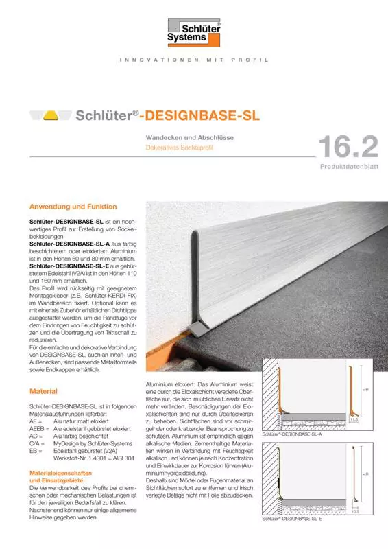 Schlüter-DESIGNBASE-SL | Produktdatenblatt 16.2