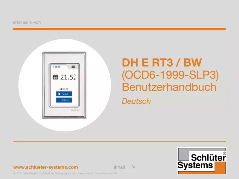 Schlüter-DITRA-HEAT-E RT3/BW - Benutzerhandbuch