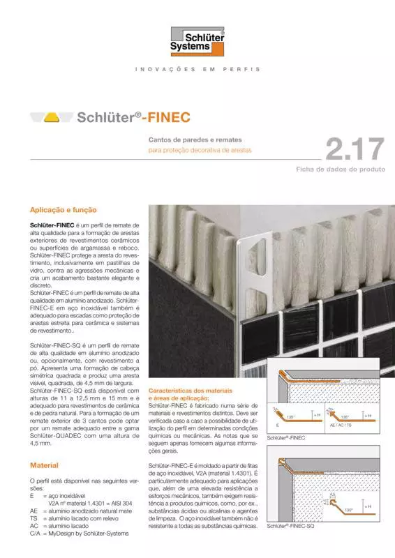 Schlüter-FINEC | Ficha de dados do produto 2.17