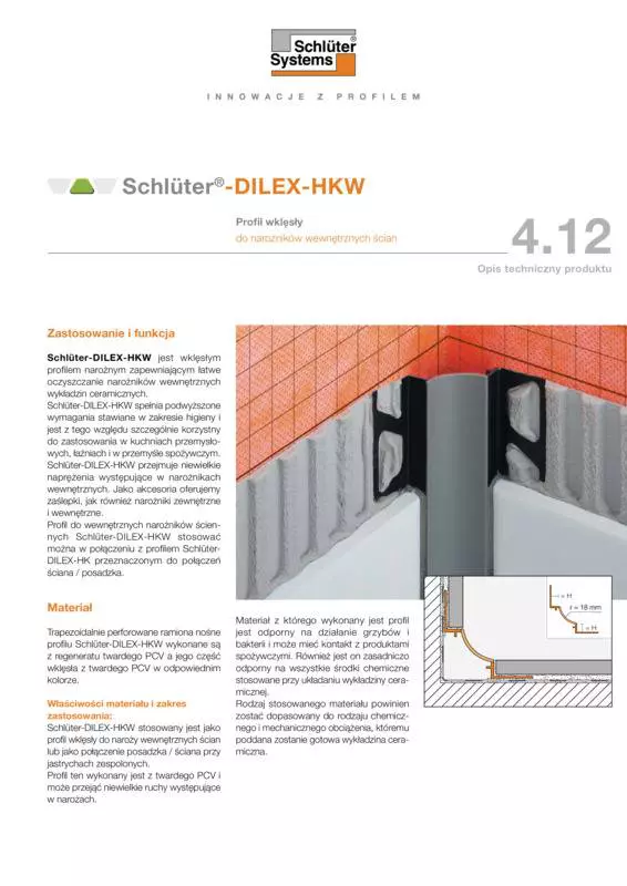 Schlüter-DILEX-HKW | Opis techniczny produktu 4.12