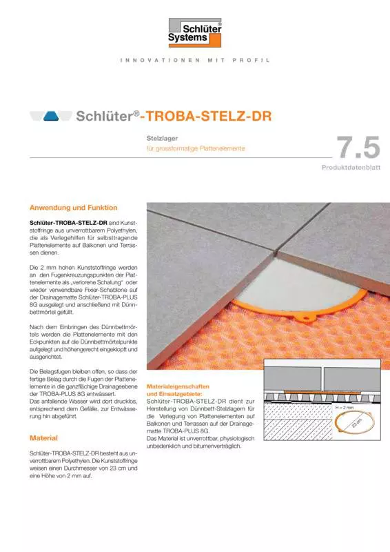 Schlüter-TROBA-STELZ-DR | Produktdatenblatt 7.5