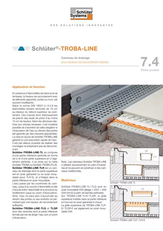 Schlüter-TROBA-LINE | Fiche produit 7.4