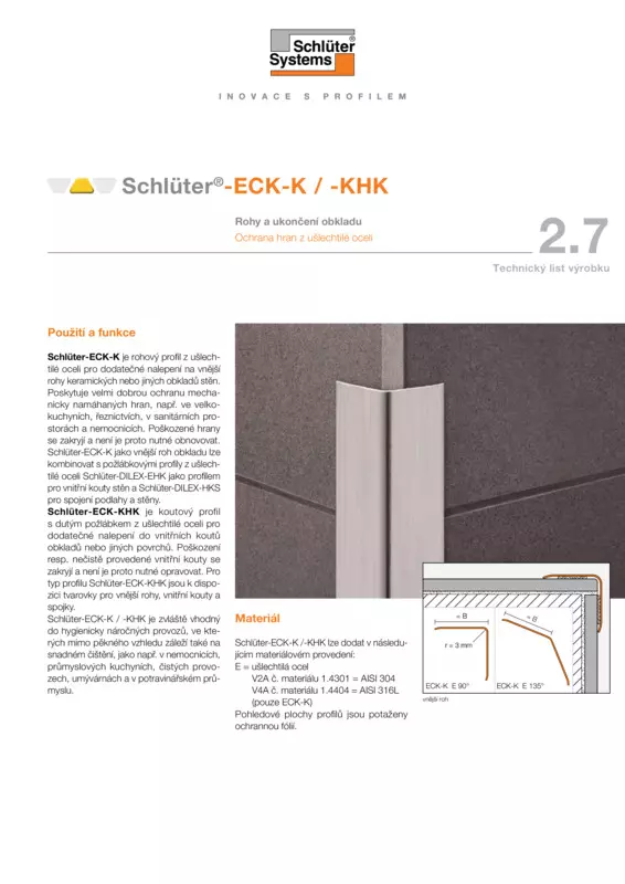 Schlüter-ECK-K /-KHK | Technický list výrobku 2.7