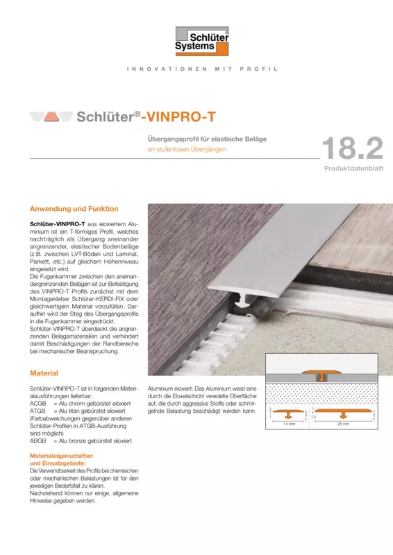 Schlüter-VINPRO-T | Produktdatenblatt 18.2