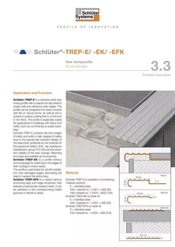 Schlüter-TREP-E /-EK /-EFK | Product data sheet 3.3