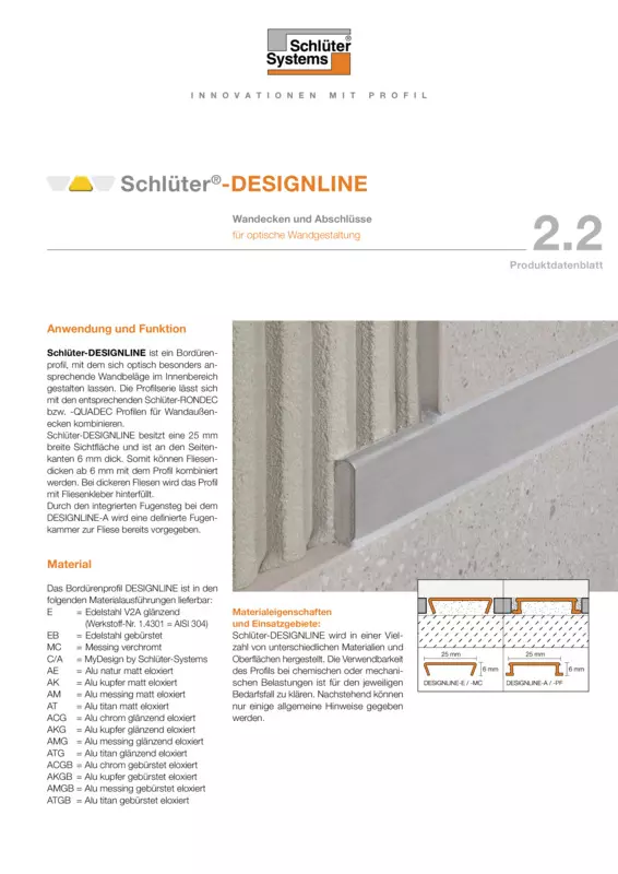 Schlüter-DESIGNLINE | Produktdatenblatt 2.2