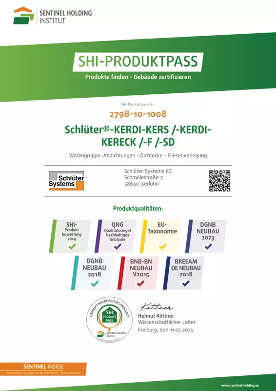 Schlüter-KERDI-KERS /-KERDI-KERECK /-F /-SD - SHI-Produktpass