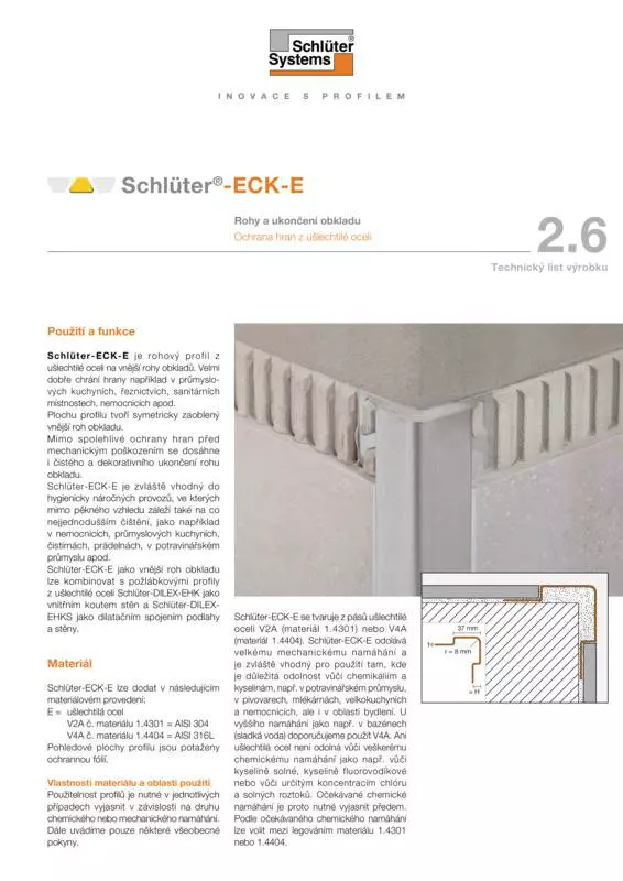 Schlüter-ECK-E | Technický list výrobku 2.6