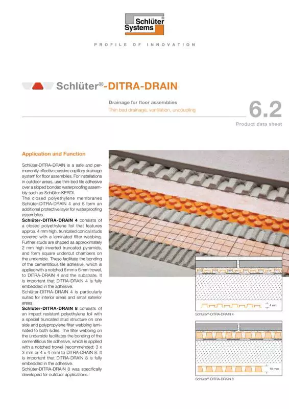 Schlüter-DITRA-DRAIN | Product data sheet 6.2