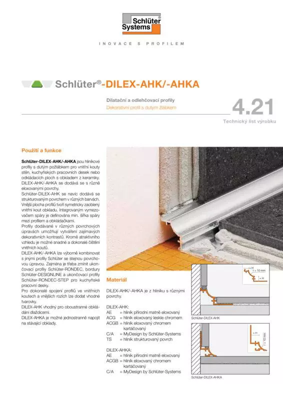 Schlüter-DILEX-AHK /-AHKA | Technický list výrobku 4.21
